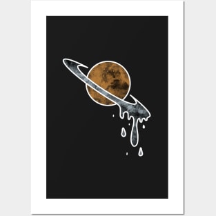 Planet with dripping ring Posters and Art